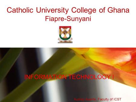 Catholic University College of Ghana Fiapre-Sunyani INFORMATION TECHNOLOGY I Audrey Asante, Faculty of ICST.