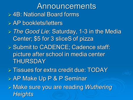 Announcements 4B: National Board forms AP booklets/letters