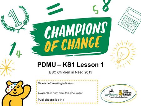 PDMU – KS1 Lesson 1 BBC Children in Need 2015