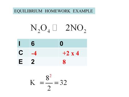 EQUILIBRIUM HOMEWORK EXAMPLE I60 C E2 -4+2 x 4 8.