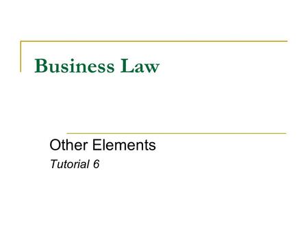 Other Elements Tutorial 6