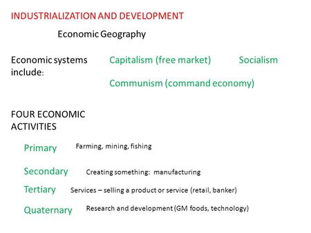 INDUSTRIALIZATION AND DEVELOPMENT