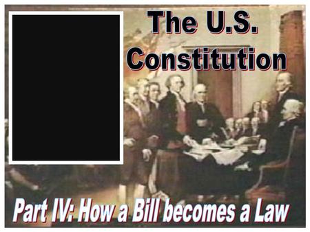 A Bill is an idea for a law Must be proposed by a legislator – Member of the House of Reps. or the Senate Then it goes through a process in Congress.