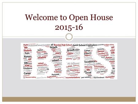 Welcome to Open House 2015-16. Meet Your Counselor Amanda MartinA-D Sarah Patton E-Kn Kelly Nash Ko-Re Leslie Lee Rh-Z Rebecca Sudduth 9 th Grade Karen.