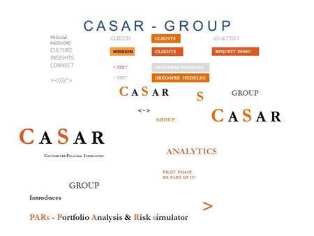 C A S A R - G R O U P MESSAGE PASSWORD CULTURE INSIGHTS CONNECT > MISSION CLIENTS C A S A R GROUP CLIENTS GRÉGOIRE NEDELEC S GROUP CLIENTS < PREV GRÉGOIRE.