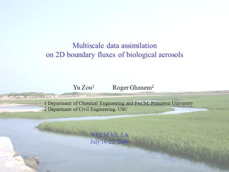 Multiscale data assimilation on 2D boundary fluxes of biological aerosols Yu Zou 1 Roger Ghanem 2 1 Department of Chemical Engineering and PACM, Princeton.