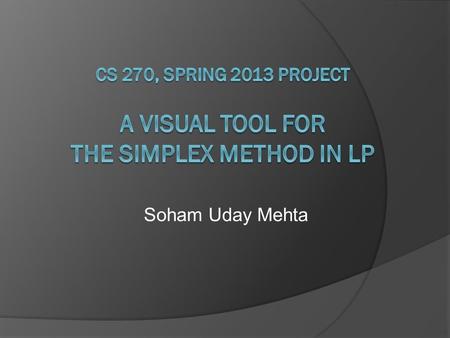 Soham Uday Mehta. Linear Programming in 3 variables.