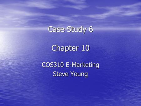 Case Study 6 Chapter 10 COS310 E-Marketing Steve Young.