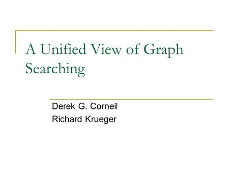 A Unified View of Graph Searching