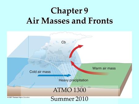 Chapter 9 Air Masses and Fronts ATMO 1300 Summer 2010.