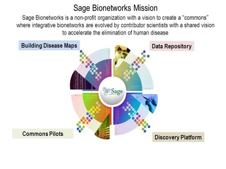 Sage Bionetworks Mission Sage Bionetworks is a non-profit organization with a vision to create a “commons” where integrative bionetworks are evolved by.