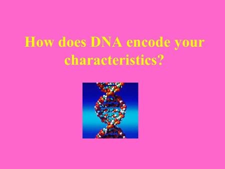 How does DNA encode your characteristics?. Your characteristics are determined by proteins. How? Let’s look at a simple example: Jonny’s hair is blond.