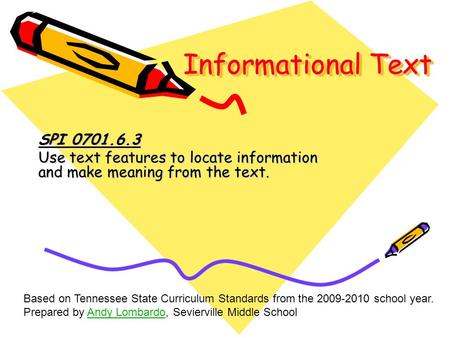 Informational Text SPI