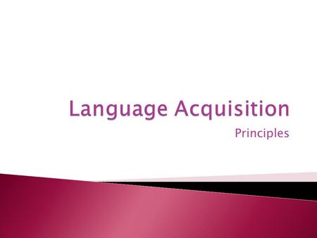 Principles. Language acquisition, first or second, occurs only when comprehension of real messages occurs, and when the acquirer is not on the defensive.