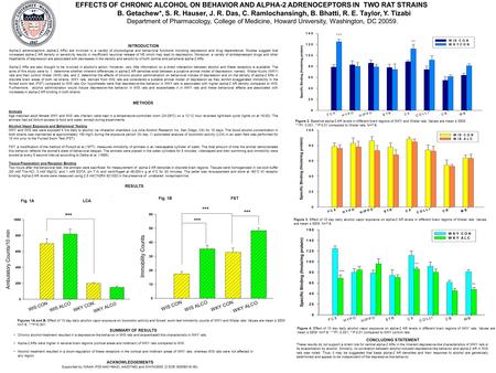 EFFECTS OF CHRONIC ALCOHOL ON BEHAVIOR AND ALPHA-2 ADRENOCEPTORS IN TWO RAT STRAINS B. Getachew*, S. R. Hauser, J. R. Das, C. Ramlochansingh, B. Bhatti,