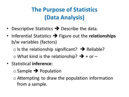 The Purpose of Statistics (Data Analysis)