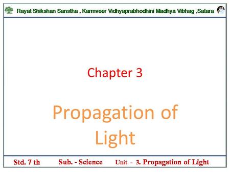 Chapter 3 Propagation of Light.