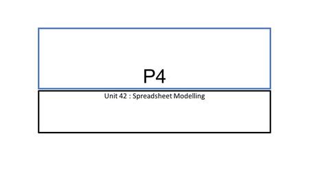 Unit 42 : Spreadsheet Modelling