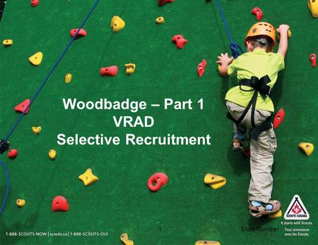 Slide Number1 Woodbadge – Part 1 VRAD Selective Recruitment.