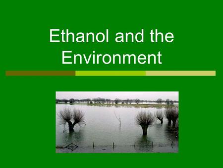 Ethanol and the Environment. Reduction of Exhaust Emissions  Ethanol burns cleaner and is more efficient than gasoline – reducing carbon monoxide released.