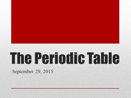 The Periodic Table September 29, 2015. Learning Target I must know/be able to: Interpret the arrangement of the Periodic Table, including groups and periods,