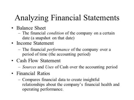 Analyzing Financial Statements