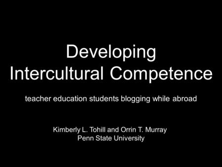 Developing Intercultural Competence