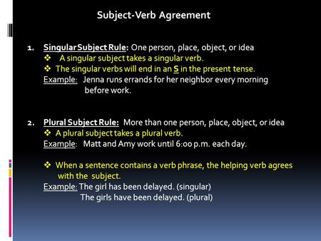 Subject-Verb Agreement