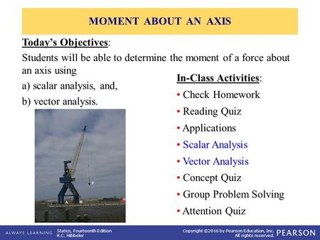 MOMENT ABOUT AN AXIS Today’s Objectives: