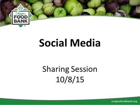 Social Media Sharing Session 10/8/15. Introductions Name RFB What social media platforms do you currently use? Who is involved with social media at your.