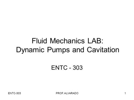 Fluid Mechanics LAB: Dynamic Pumps and Cavitation