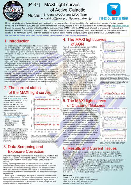 Monitor of all-sky X-ray Image (MAXI) was designed to be capable of monitoring variability of a medium-sized sample of active galactic nuclei. As of November.