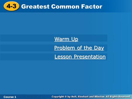 Greatest Common Factor