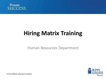 Hiring Matrix Training