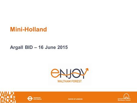 Mini-Holland Argall BID – 16 June 2015 Waltham Forest Mini Holland.