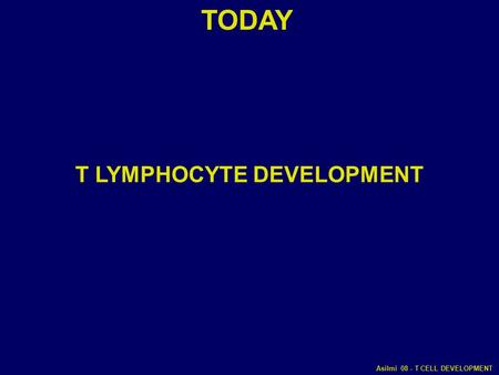 Asilmi 08 - T CELL DEVELOPMENT TODAY T LYMPHOCYTE DEVELOPMENT.