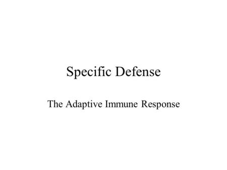 The Adaptive Immune Response