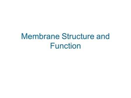 Membrane Structure and Function