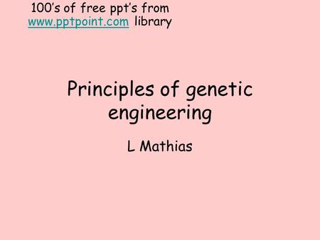 Principles of genetic engineering