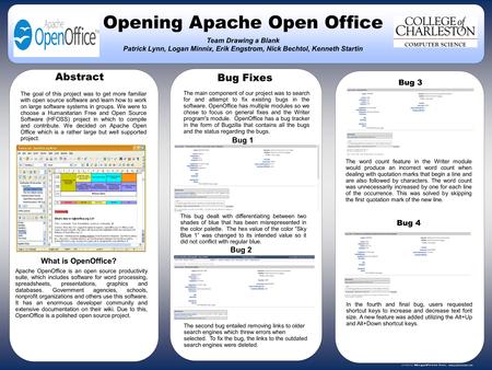 Www.postersession.com Opening Apache Open Office Team Drawing a Blank Patrick Lynn, Logan Minnix, Erik Engstrom, Nick Bechtol, Kenneth Startin Bibliography.