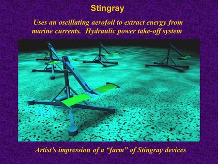 Stingray Uses an oscillating aerofoil to extract energy from