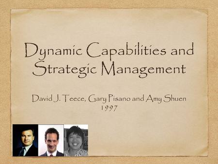 Dynamic Capabilities and Strategic Management