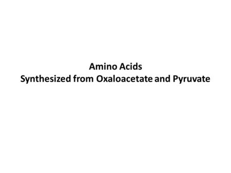 Amino Acids Synthesized from Oxaloacetate and Pyruvate.