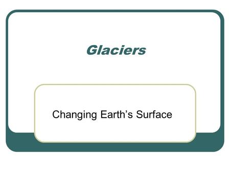 Changing Earth’s Surface