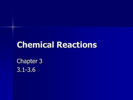 Chemical Reactions Chapter 3 3.1-3.6. 3.1 Chemical Equations the reactants are written to the left and the products are written to the right of the arrow.