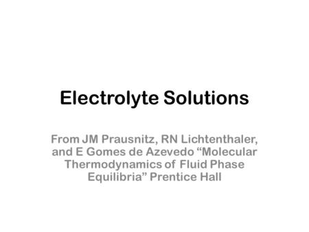 Electrolyte Solutions