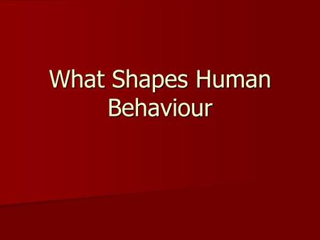 What Shapes Human Behaviour. Key Words Key People Key Words Key People Acclimation adjustments Acclimation adjustments Agents of socialization Agents.