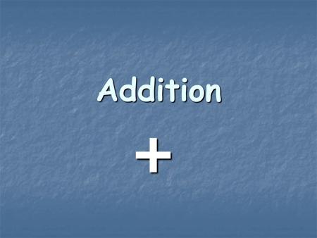 Addition +. Vocabulary ● Add- Putting things together. ● In all- Counting and finding how many all together. ● Plus Sign- sign used when adding (+) ●