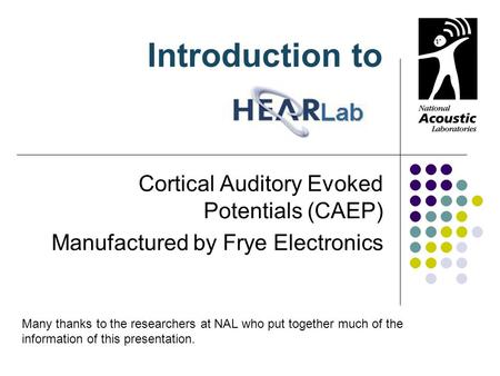 Introduction to Cortical Auditory Evoked Potentials (CAEP)