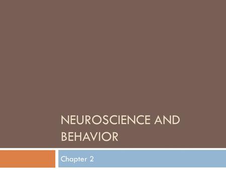 Neuroscience and Behavior